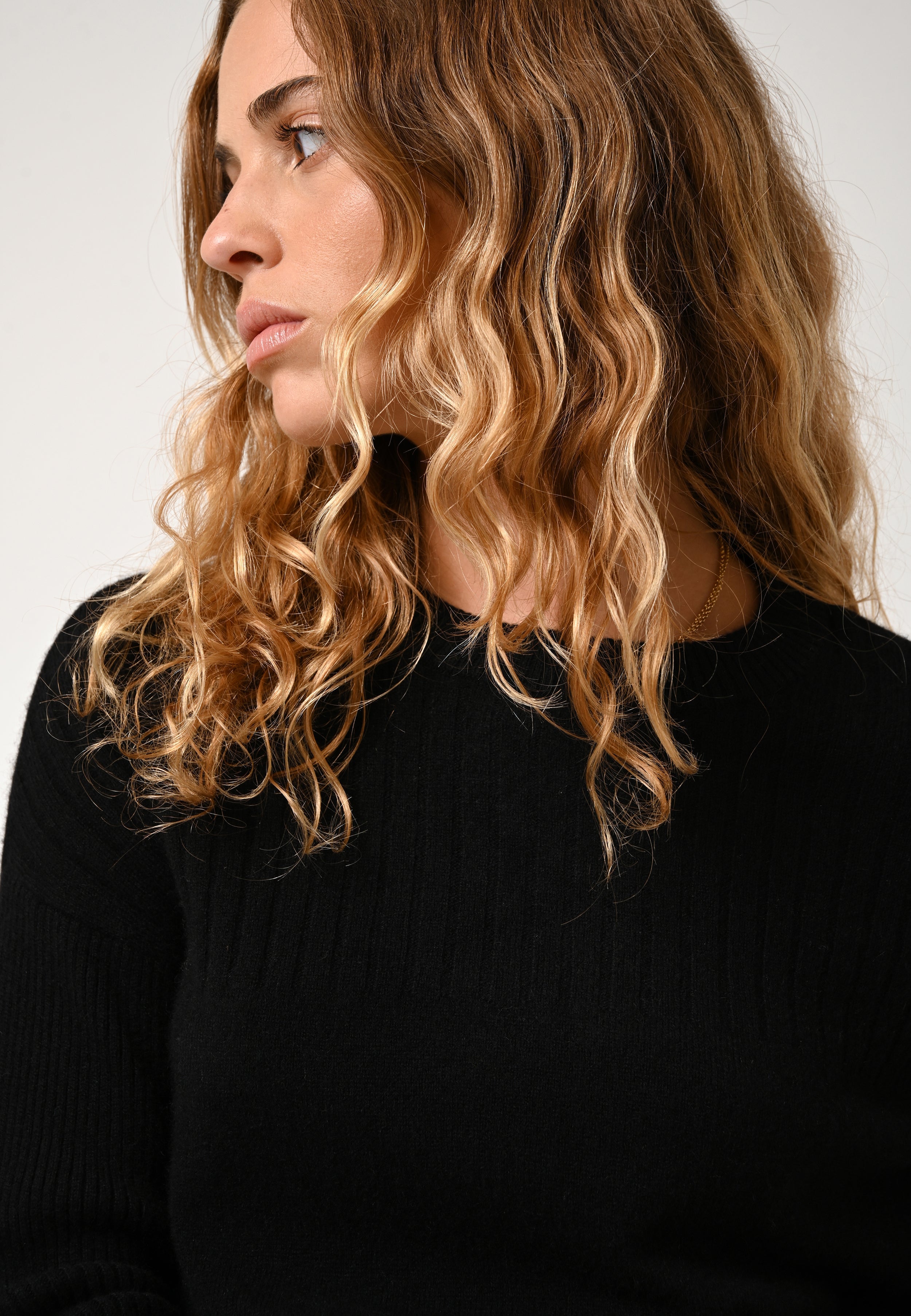 Pull Col Rond Daria - Noir - 100% Cachemire 2 Fils