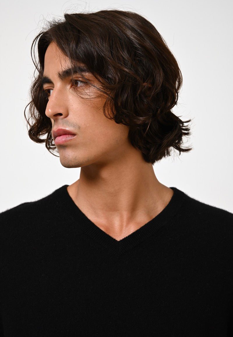 Pull Col V - Agel - Noir