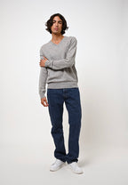 V-Neck Jumper - Agel - Heathered Cloud