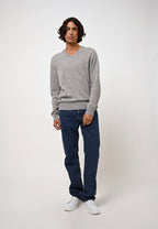 V-Neck Jumper - Agel - Heathered Cloud