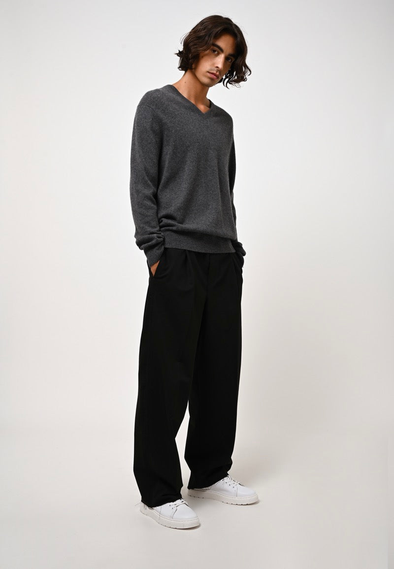 V-Neck Jumper - Agel - Marl Anthracite