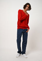 V-Neck Jumper - Agel - Red