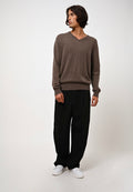 V-Neck Jumper - Agel - Heathered Taupe