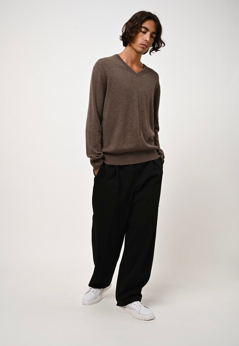 V-Neck Jumper - Agel - Heathered Taupe