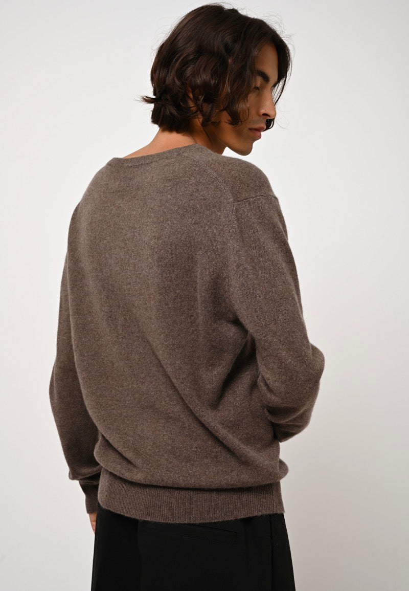 V-Neck Jumper - Agel - Heathered Taupe