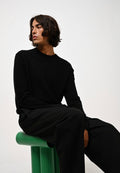 Aiglière Round-Neck Jumper - Black - 100% 2-Ply Cashmere
