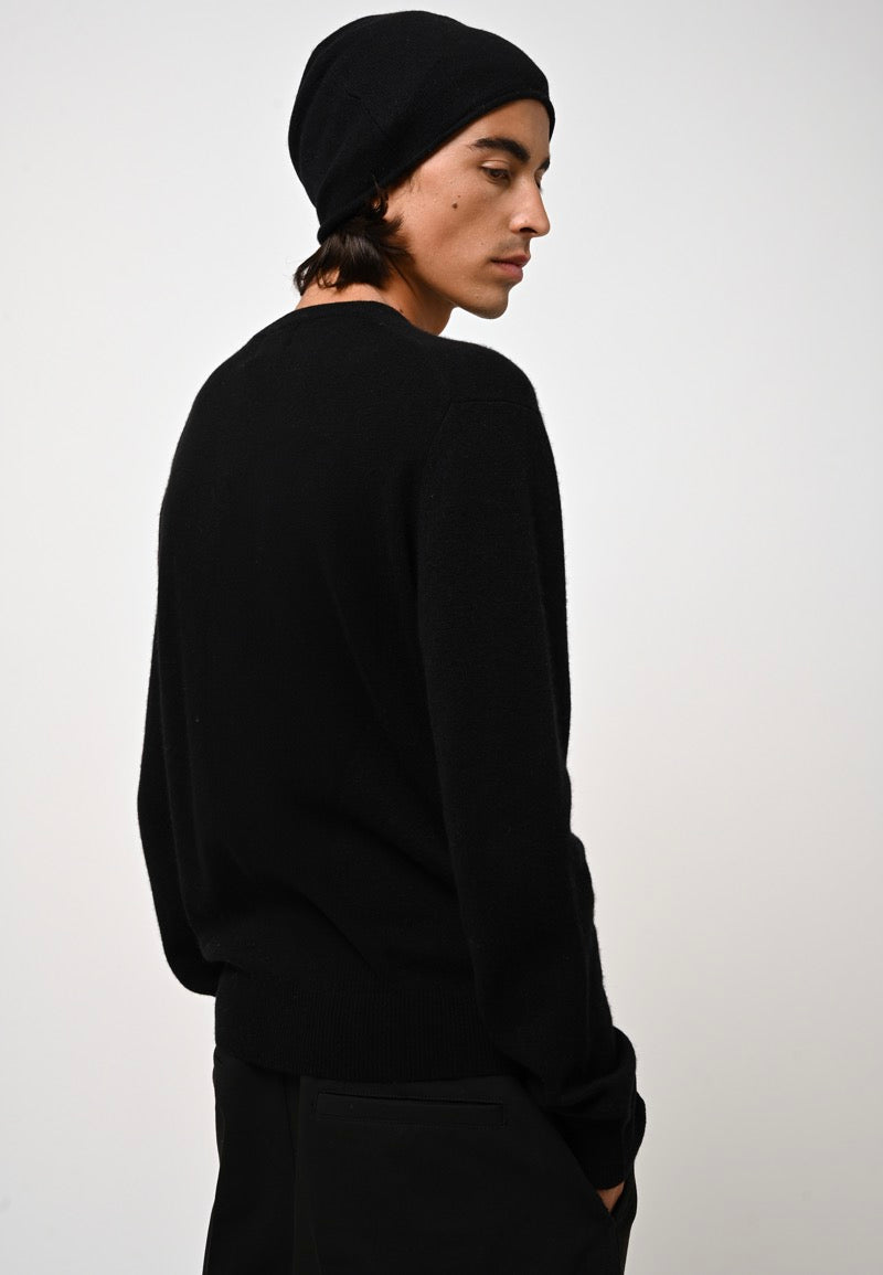 Aiglière Round-Neck Jumper - Black - 100% 2-Ply Cashmere