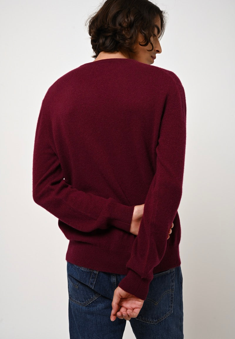 Pull Col Rond Aiglière - Bordeaux - 100% Cachemire 2 Fils - Homme