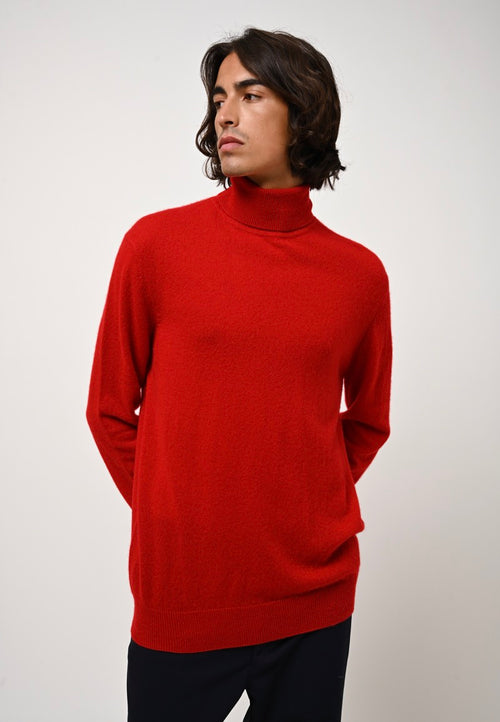 Pull Col Roulé Bange - Rouge - 100% Cachemire 2 Fils - Homme