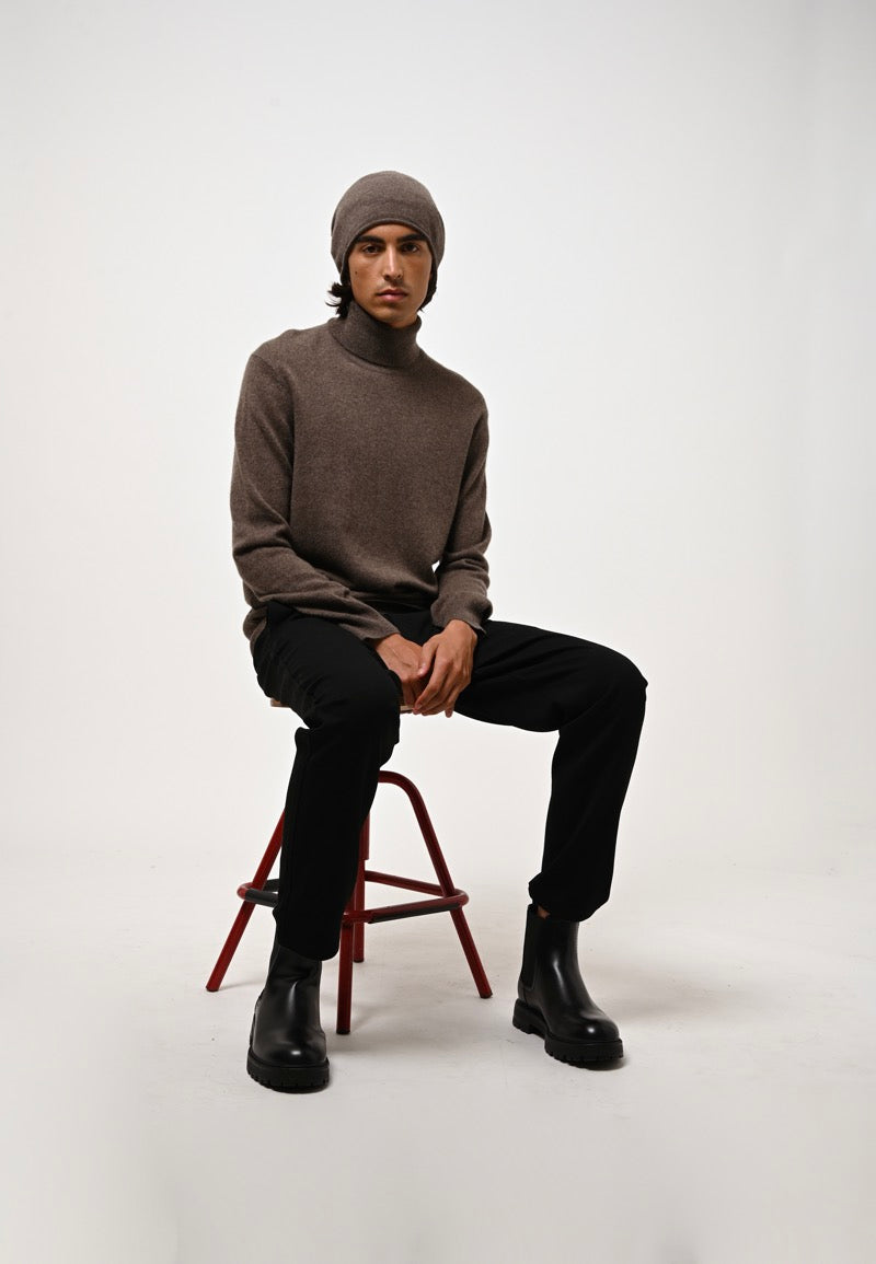 Pull Col Roulé - Bange - Taupe Chiné