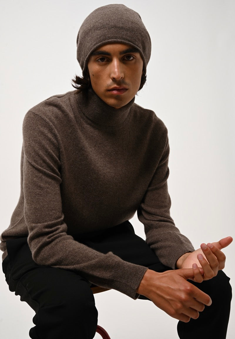 Pull Col Roulé - Bange - Taupe Chiné