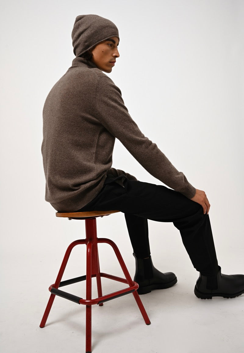 Pull Col Roulé - Bange - Taupe Chiné