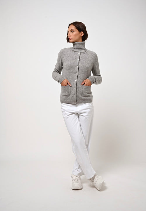 Cardigan Col Rond Caron - Nuage Chiné - 100% Cachemire 2 Fils - Femme