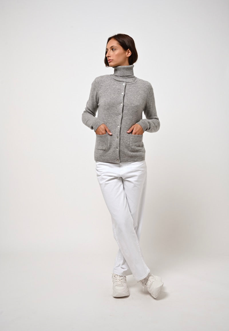 Round Neck Cardigan - Caron - Nuage Chiné