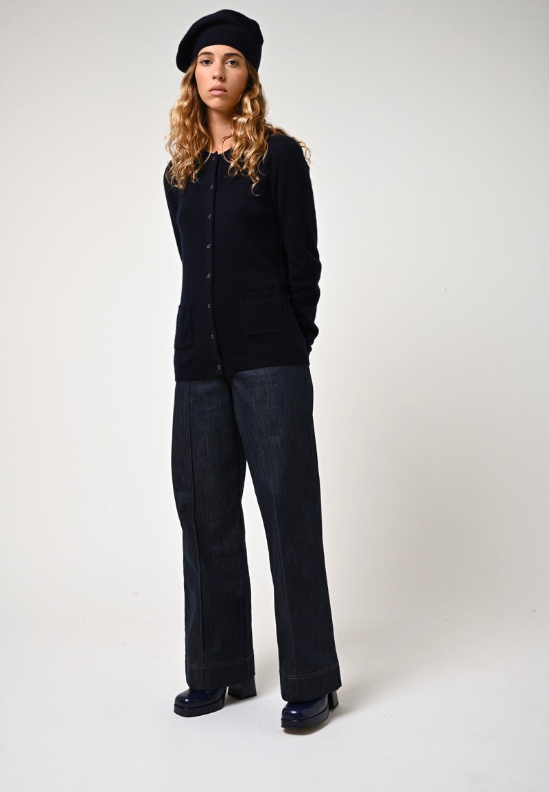 Cardigan Col Rond - Caron - Navy