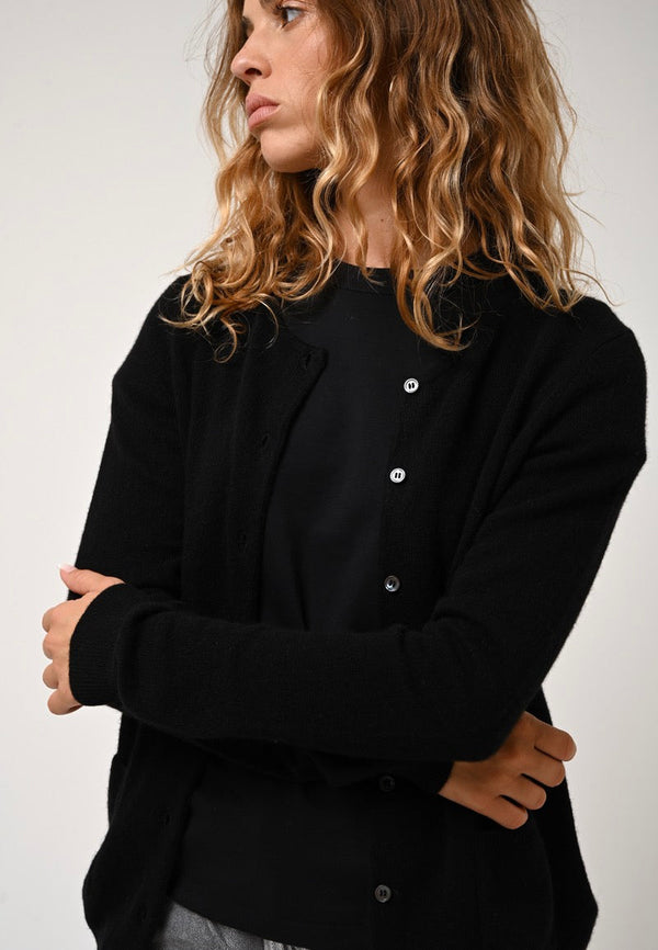 Round-Neck Cardigan - Caron - Black