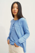 Cardigan Col Rond - Caron - Sky