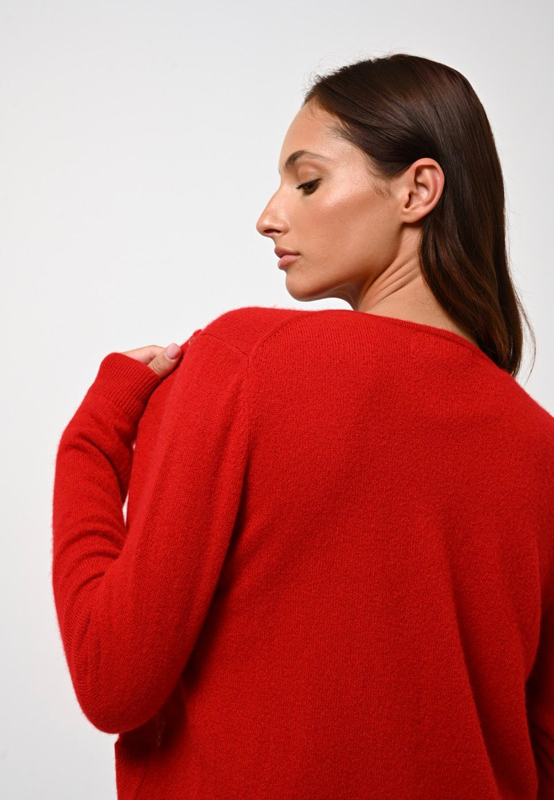 Cardigan Col Rond - Caron - Rouge