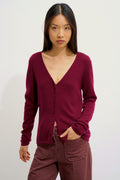 V-Neck Cardigan - Chalais - Burgundy