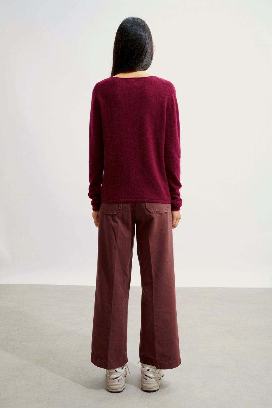 V-Neck Cardigan - Chalais - Burgundy
