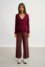V-Neck Cardigan - Chalais - Burgundy