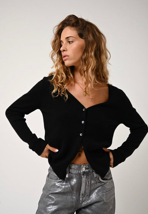 Cárdigan con cuello en V - Chalais - Negro