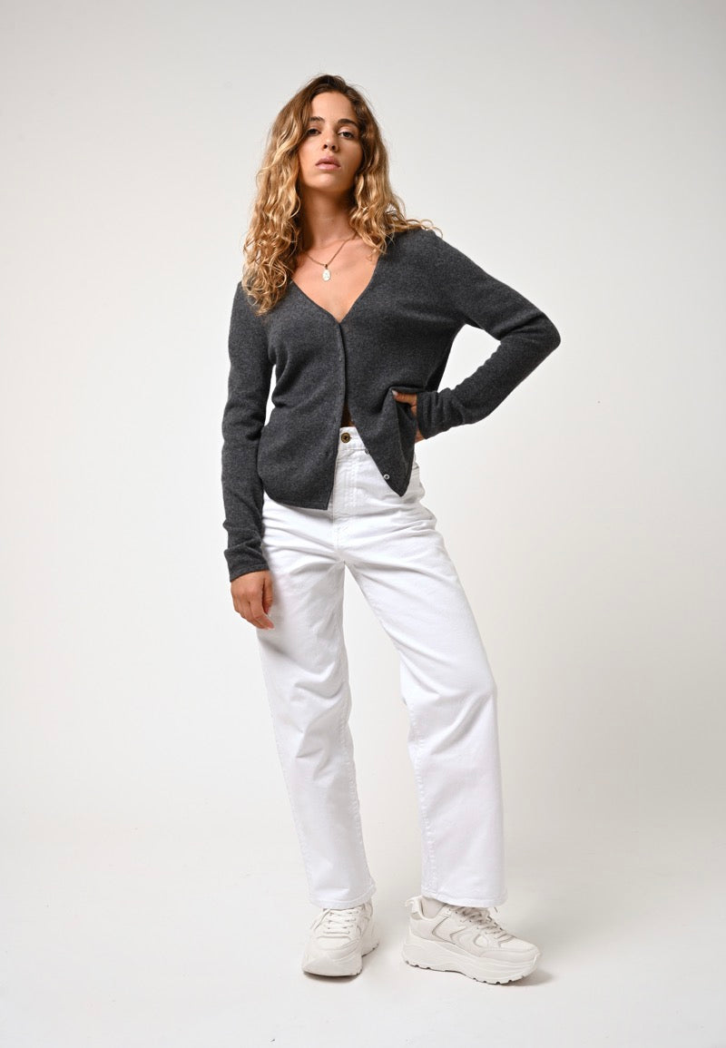 Cardigan Cuello en V - Chalais - Antracita Jaspeado