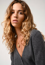 Cardigan Cuello en V - Chalais - Antracita Jaspeado