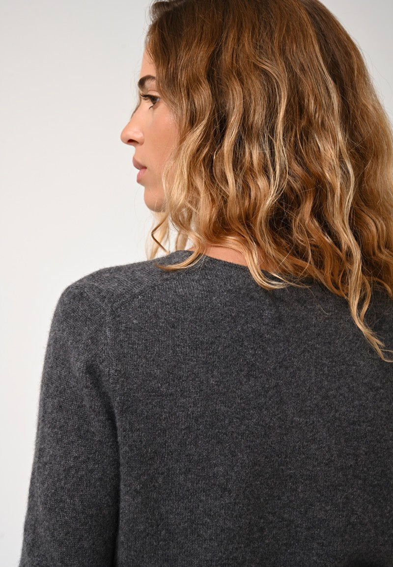 Cardigan Cuello en V - Chalais - Antracita Jaspeado