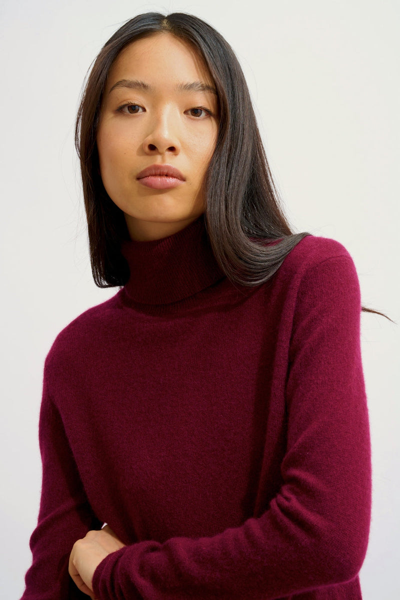 Turtleneck Sweater - Bise - Burgundy