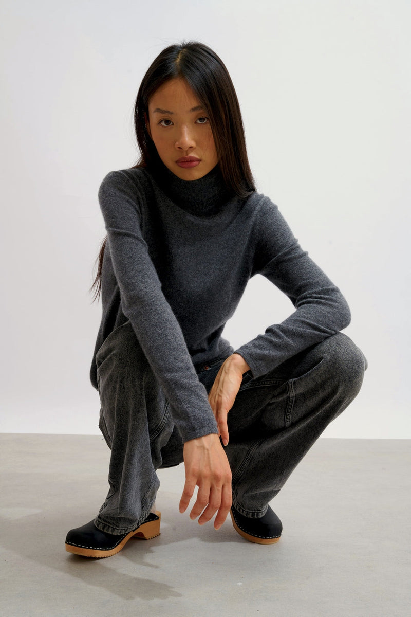 Pull Col Roulé - Bise - Anthracite Chiné