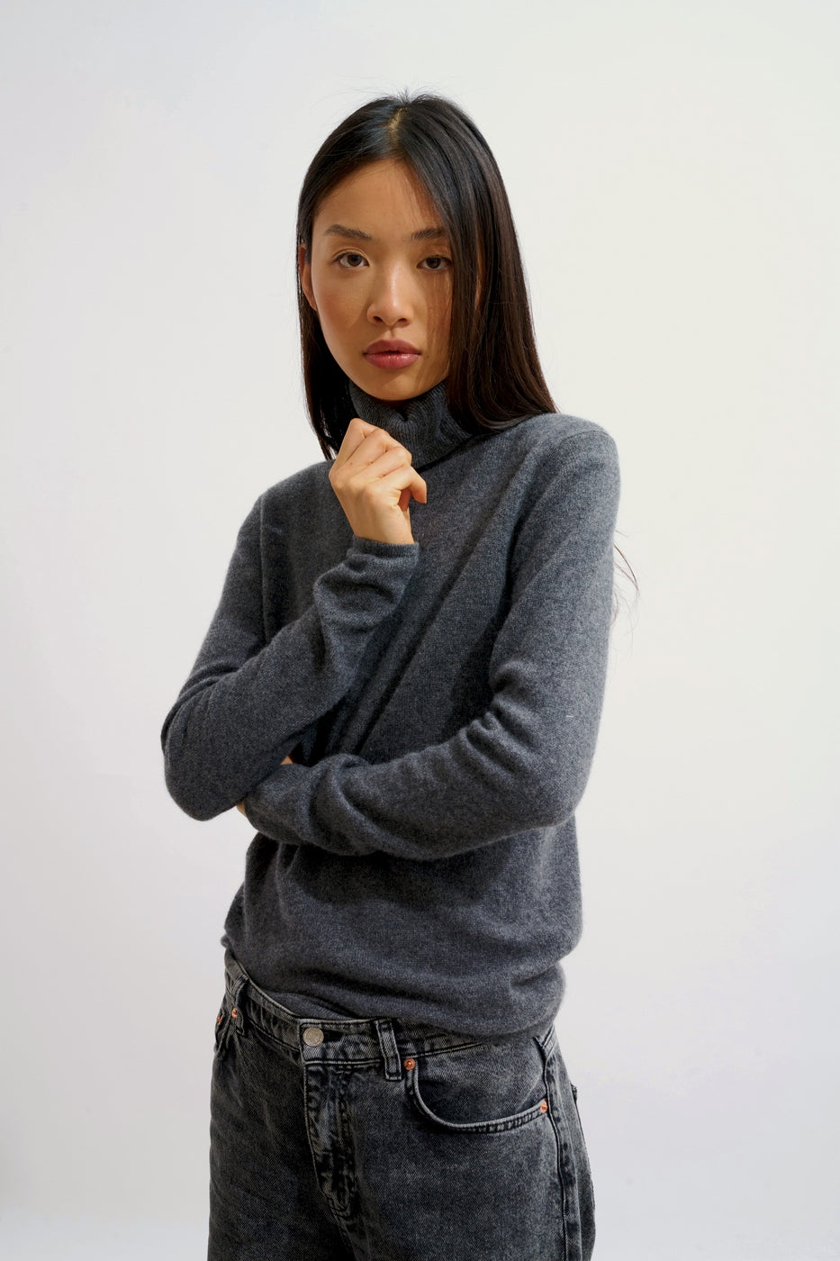 Roll-Neck Jumper - Bise - Heathered Anthracite