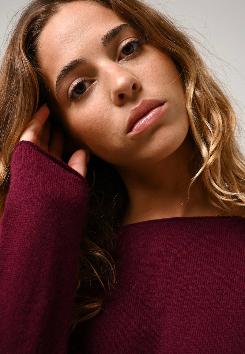 Boat Neck Jumper - Criou - Burgundy