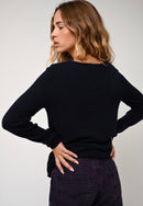 Pull Col Bateau Criou - Navy - 100% Cachemire 2 Fils - Femme