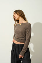 Jersey Cuello Barco - Criou - Taupe Jaspeado