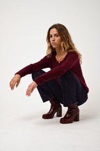 Pull Col Bateau Lanfon - Bordeaux - 100% Cachemire 2 Fils