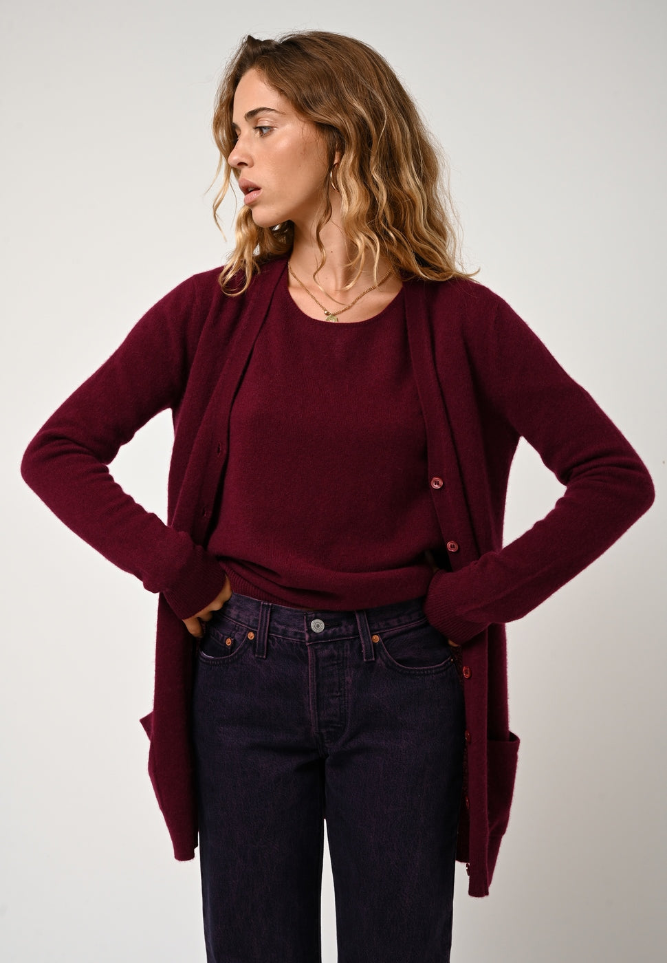 Pull Col Bateau Lanfon - Bordeaux - 100% Cachemire 2 Fils