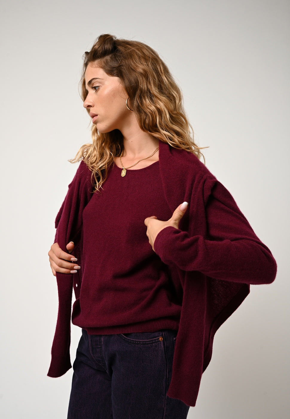 Pull Col Bateau Lanfon - Bordeaux - 100% Cachemire 2 Fils