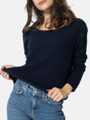 Pull Col Bateau Lanfon - Navy - 100% Cachemire 2 Fils - Femme