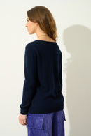 Pull Col Bateau Lanfon - Navy - 100% Cachemire 2 Fils - Femme