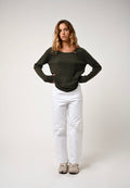 Boat Neck Jumper - Lanfon - Khaki