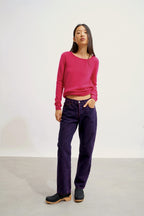 Round-Neck Jumper - Epéna - Fuchsia