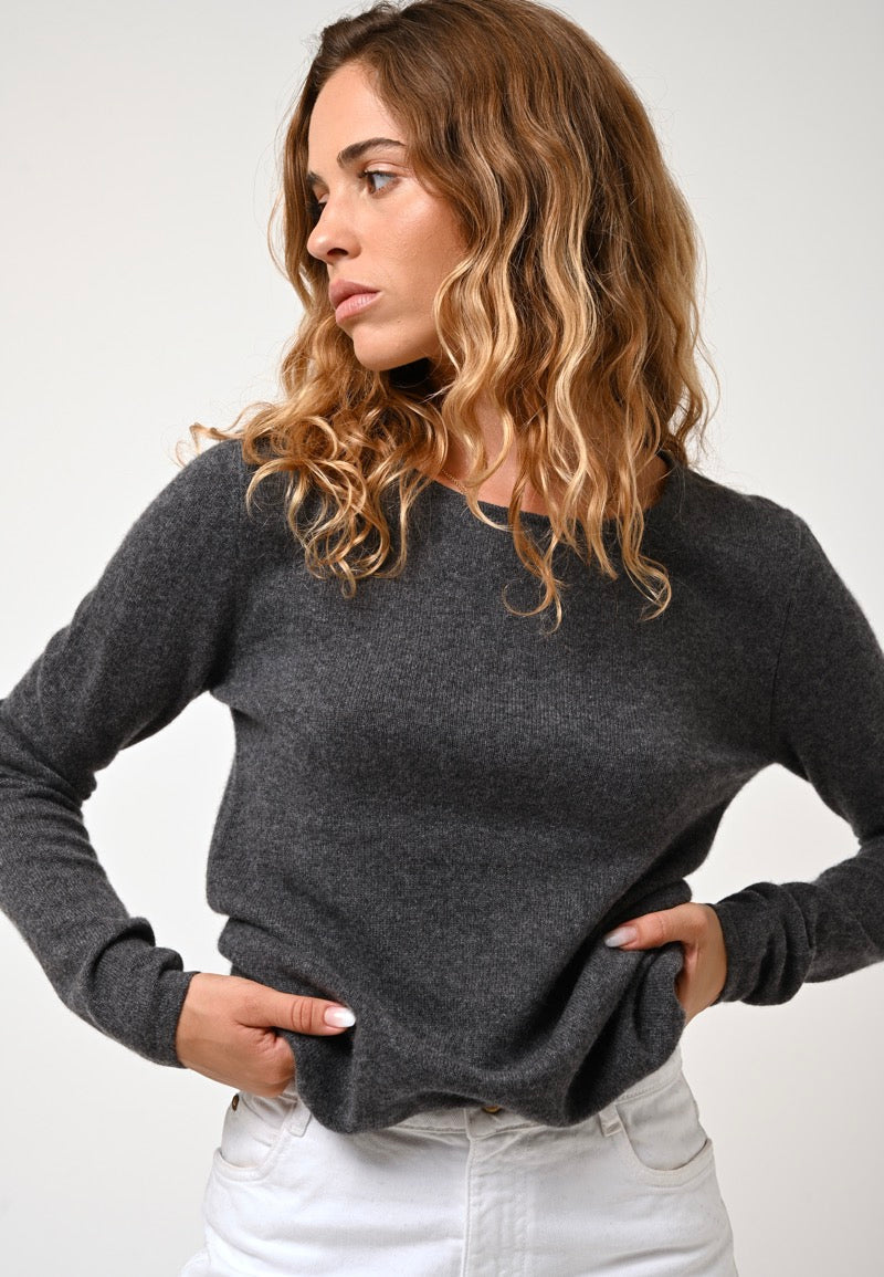 Pull Col Rond - Epéna - Anthracite Chiné