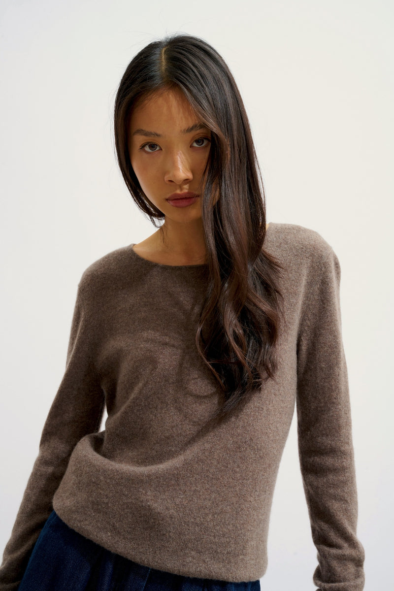 Pull Col Rond - Epéna - Taupe Chiné