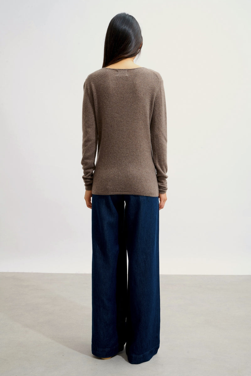 Pull Col Rond - Epéna - Taupe Chiné