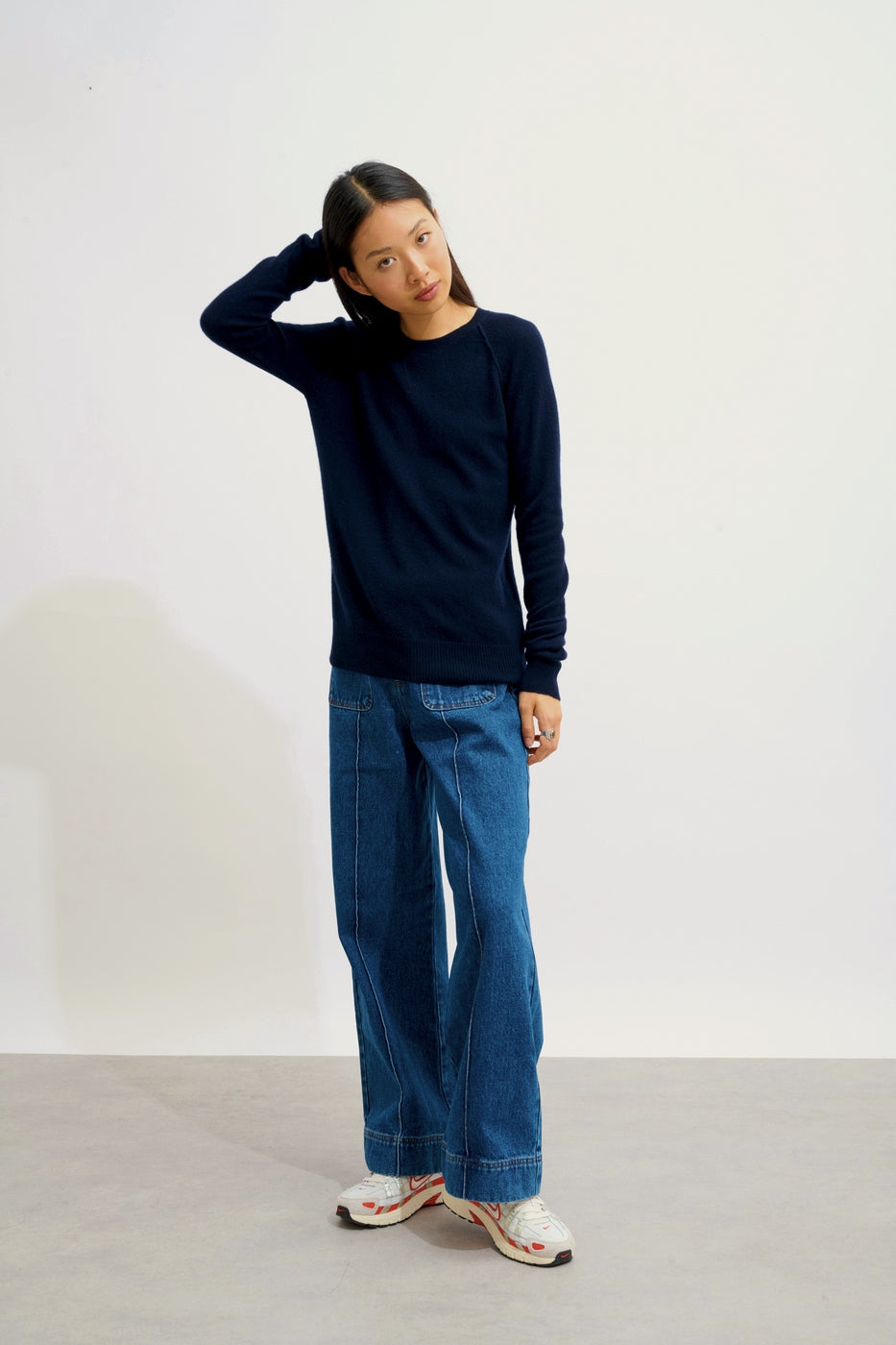 Round Neck Jumper - Etret - Navy