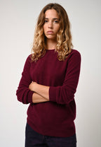 Jersey Cuello Redondo Etret - Burdeos - 100% Cachemira 2 Hilos