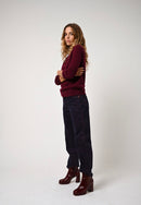 Pull Col Rond Etret - Bordeaux - 100% Cachemire 2 Fils
