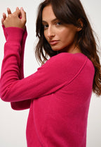 Round Neck Jumper Etret - Fuchsia - 100% 2-ply Cashmere - Women