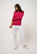 Round Neck Jumper Etret - Fuchsia - 100% 2-ply Cashmere - Women